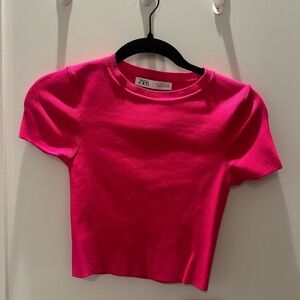 Hot Pink Fitted Zara T-Shirt Top